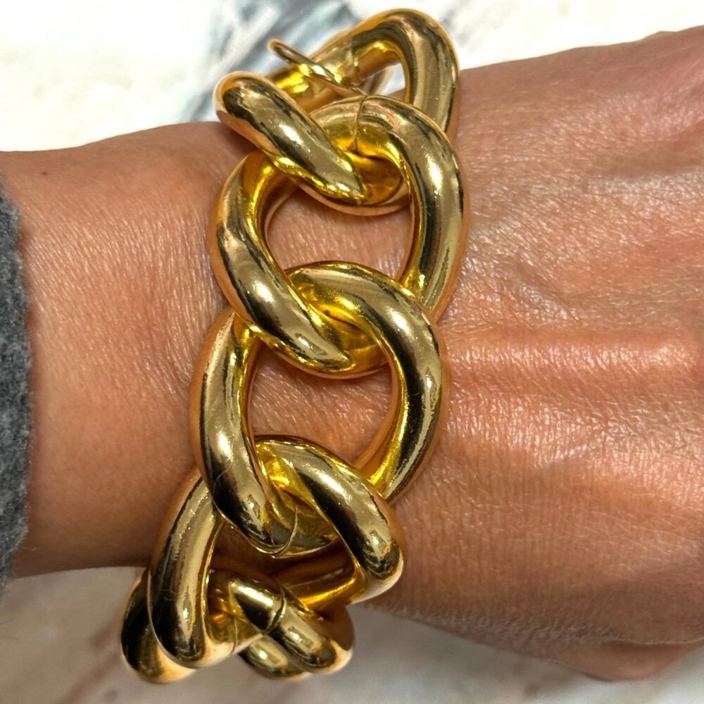 Diego Massimo Wide Gold Chain Bracelet - Picture 9 of 11